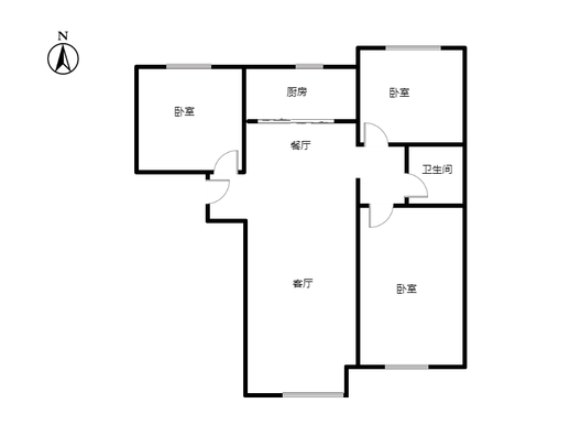 高铁新干线3室2厅1卫户型图