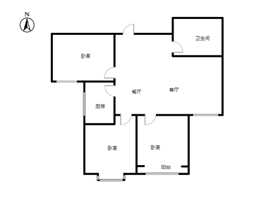联合七号院3室2厅1卫户型图