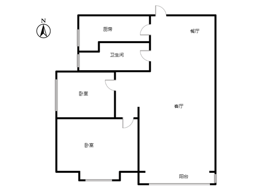 联合七号院2室2厅1卫户型图