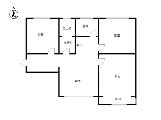 联合七号院3室2厅1卫户型图