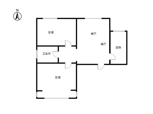 联合七号院2室2厅1卫户型图