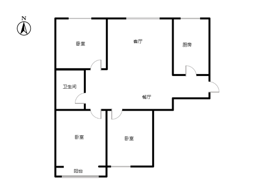 联合七号院3室2厅1卫户型图