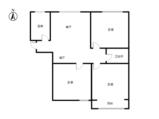 联合七号院3室2厅1卫户型图