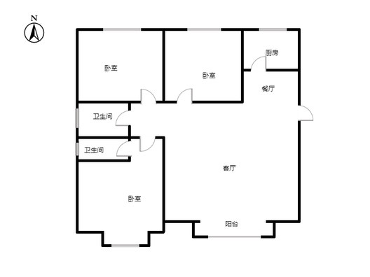 联合七号院3室2厅2卫户型图