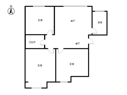 联合七号院3室2厅1卫户型图