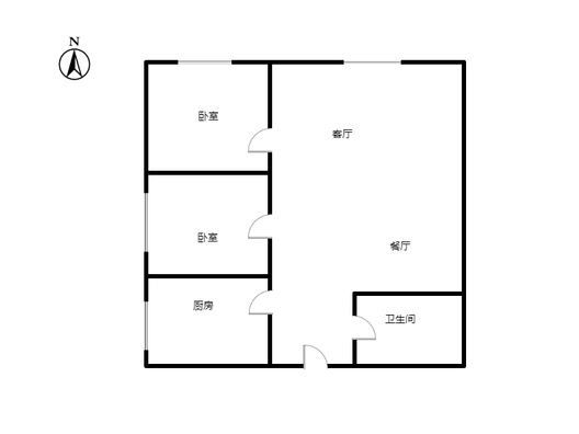 名流美域2室2厅1卫户型图