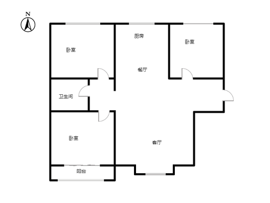 名流美域3室1厅1卫户型图
