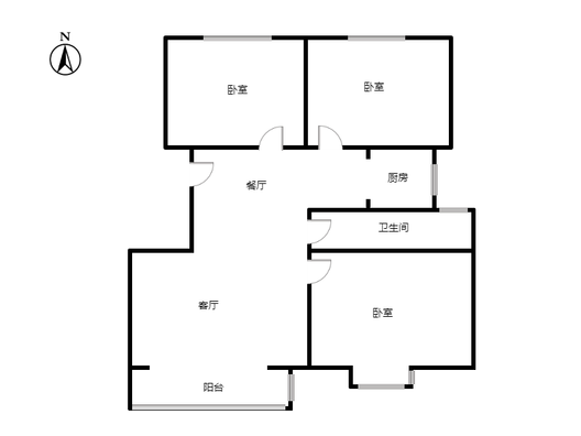 天地新城3室2厅1卫户型图