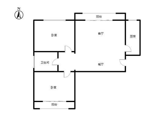 名流美域2室2厅1卫户型图