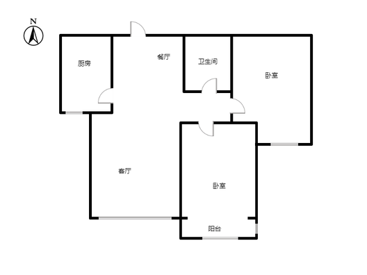 名流美域2室2厅1卫户型图