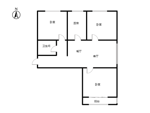 名流美域3室2厅1卫户型图