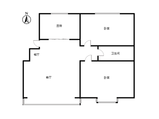 天地新城2室2厅1卫户型图
