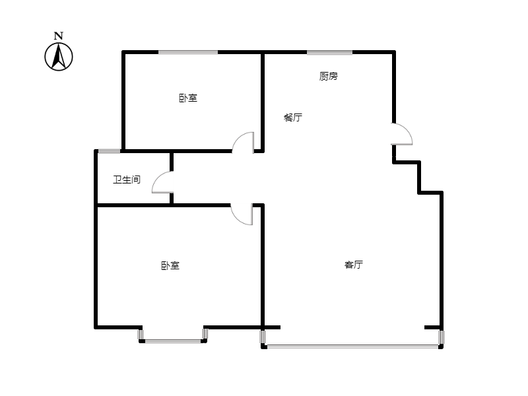 天地新城2室2厅1卫户型图