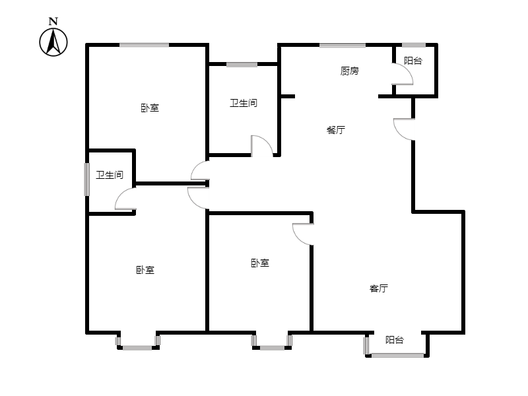 天地新城3室2厅2卫户型图