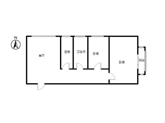 天保郦景2室1厅1卫户型图