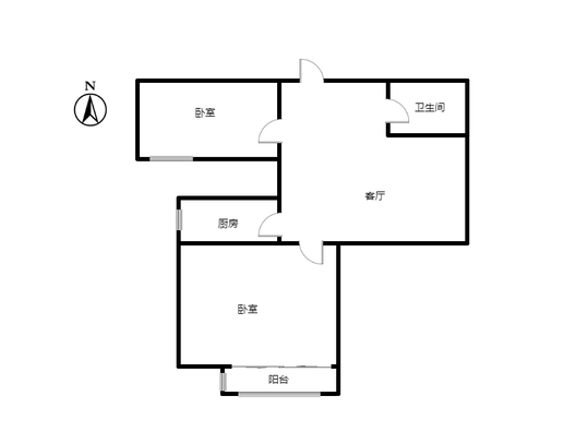 天保郦景2室1厅1卫户型图