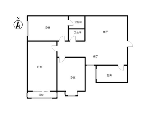 天保郦景3室2厅2卫户型图