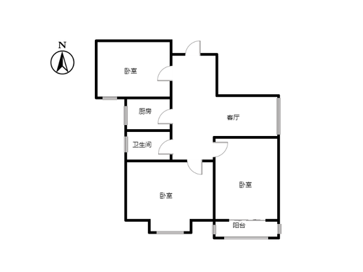 天保郦景3室1厅1卫户型图