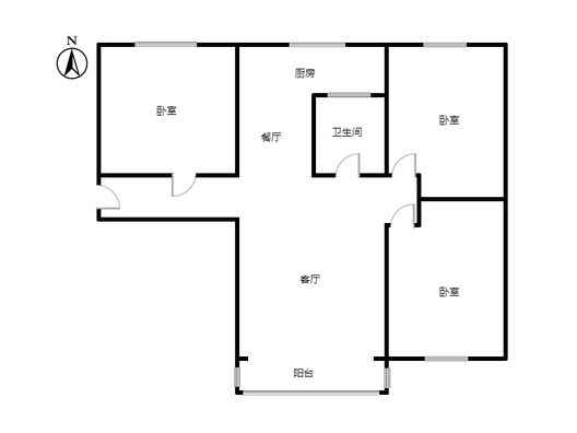 华融现代城3室2厅1卫户型图