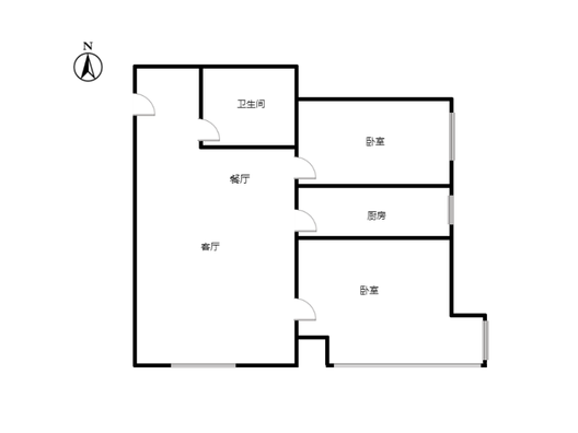 鹏渤印象城·牛津花园2室2厅1卫户型图
