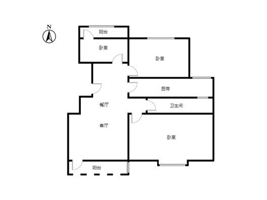 华融现代城3室2厅1卫户型图