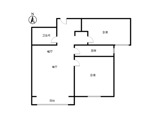 鹏渤印象城·牛津花园2室2厅1卫户型图
