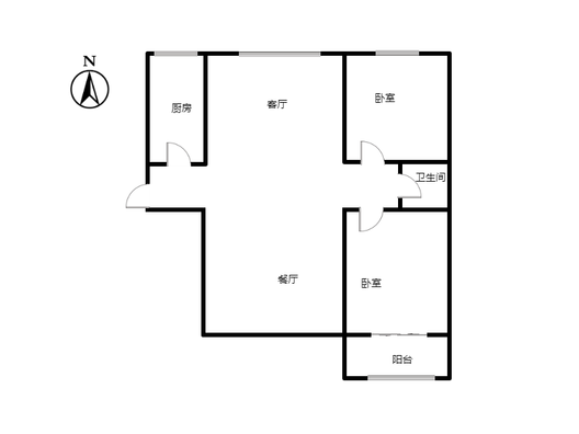 天保青花府2室2厅1卫户型图