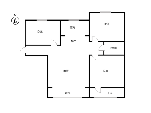 鹏渤印象城·牛津花园3室2厅1卫户型图