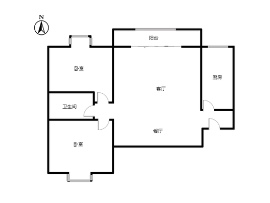 翡翠城（涿郡东区）2室2厅1卫户型图