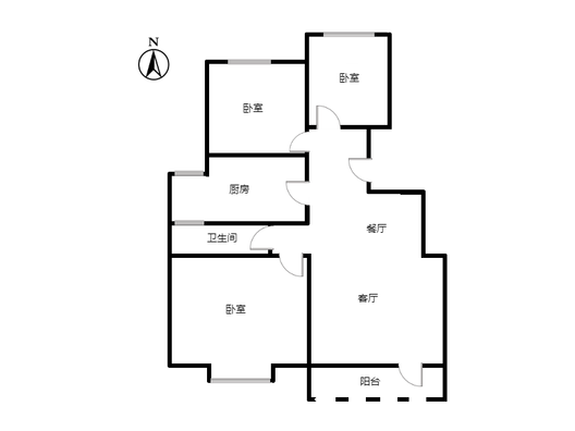 华融现代城3室2厅1卫户型图