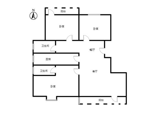 华融现代城3室2厅2卫户型图
