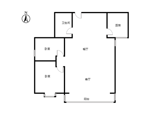 翡翠城（涿郡东区）2室2厅1卫户型图