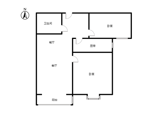 翡翠城（涿郡东区）2室2厅1卫户型图