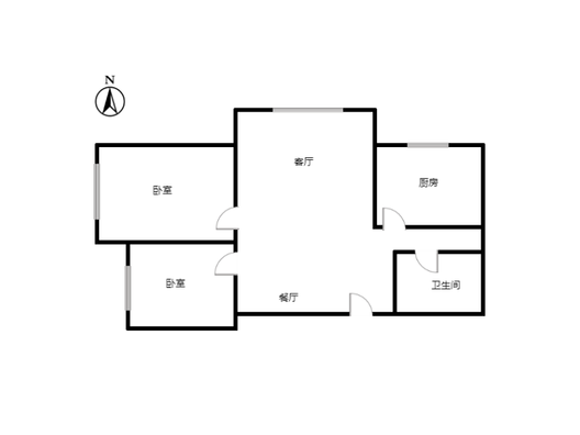 鹏渤印象城·牛津花园2室2厅1卫户型图