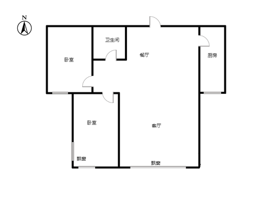 北京理想城2室2厅1卫户型图