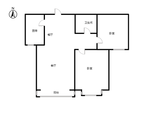 北京理想城2室2厅1卫户型图