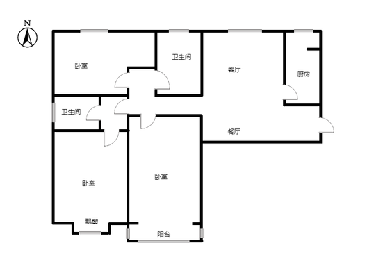 北京理想城3室2厅2卫户型图