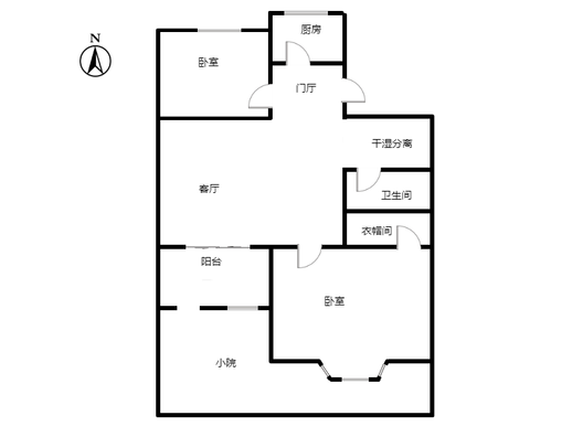 名流枫景五期2室1厅1卫户型图