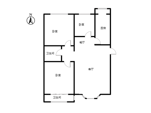 名流枫景五期3室2厅1卫户型图