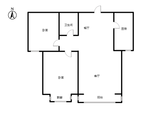北京理想城2室2厅1卫户型图