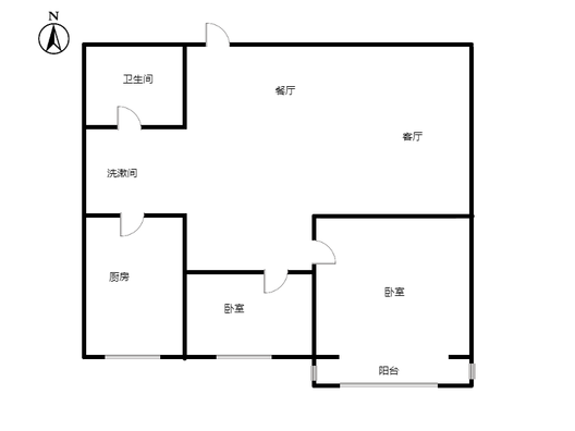 北京理想城2室2厅1卫户型图