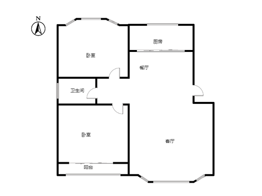金兴花园2室2厅1卫户型图