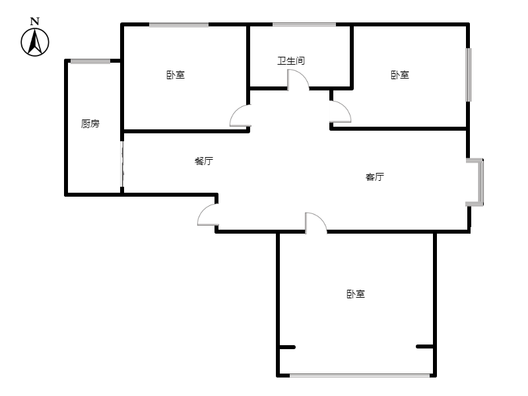 鸿坤理想湾3室2厅1卫户型图