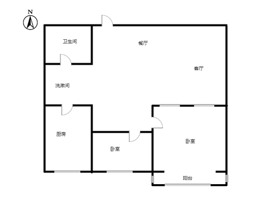 北京理想城2室2厅1卫户型图