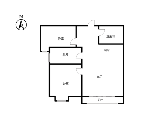 翡翠滨江2室2厅1卫户型图