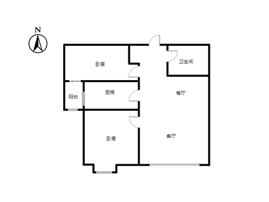 翡翠滨江2室2厅1卫户型图