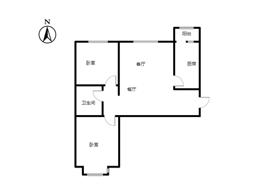 翡翠滨江2室2厅1卫户型图