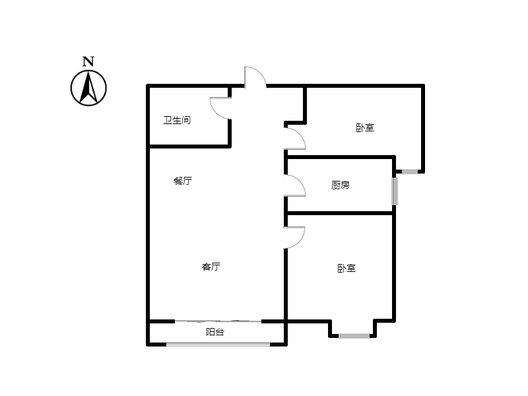 翡翠滨江2室2厅1卫户型图