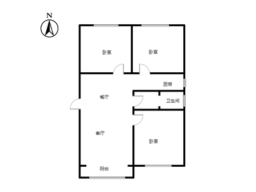 汇元玖号院3室2厅1卫户型图