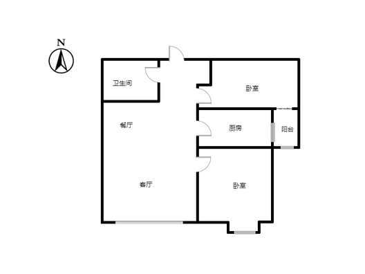 翡翠滨江2室2厅1卫户型图